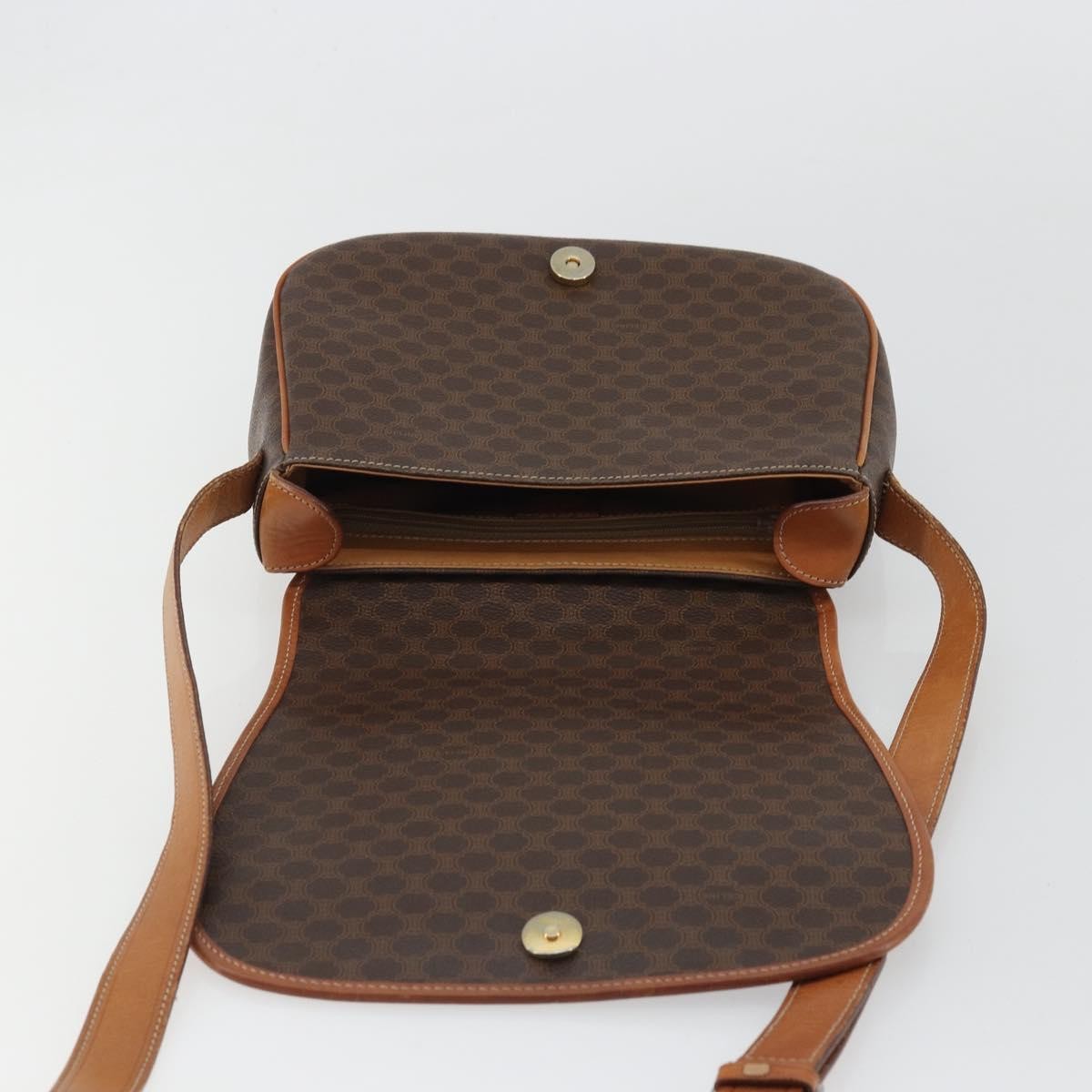 Celine Vintage Macadam Canvas And Leather Brown Canvas Shoulder Bag Bag (Pre-Owned)