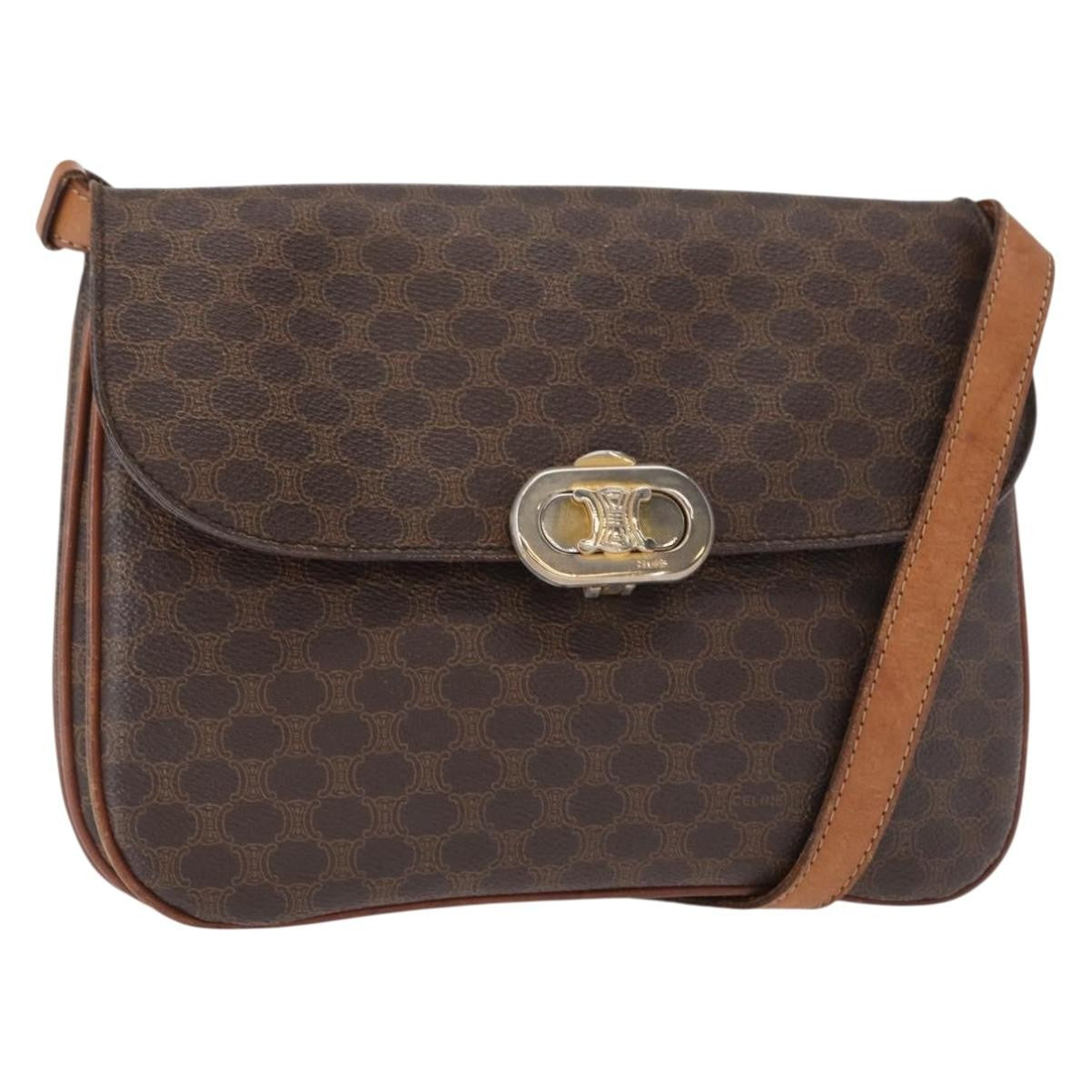 Celine Vintage Macadam Canvas Brown Canvas Shoulder Bag Bag (Pre-Owned)