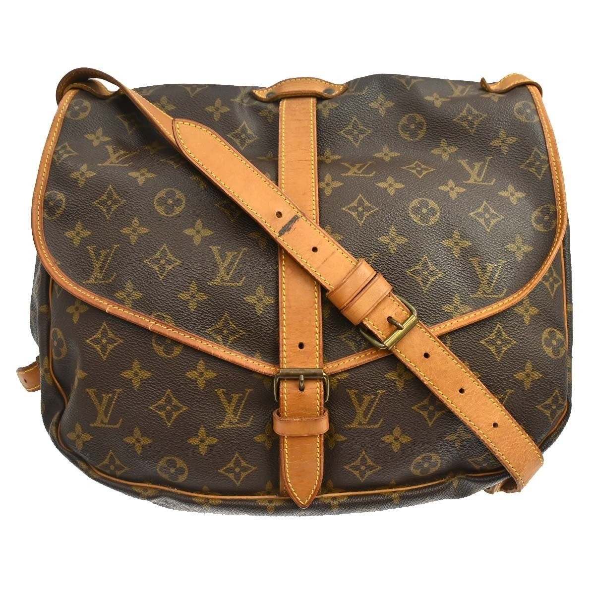 Louis Vuitton Saumur Monogram Canvas Brown Canvas Shoulder Bag Bag (Pre-Owned)