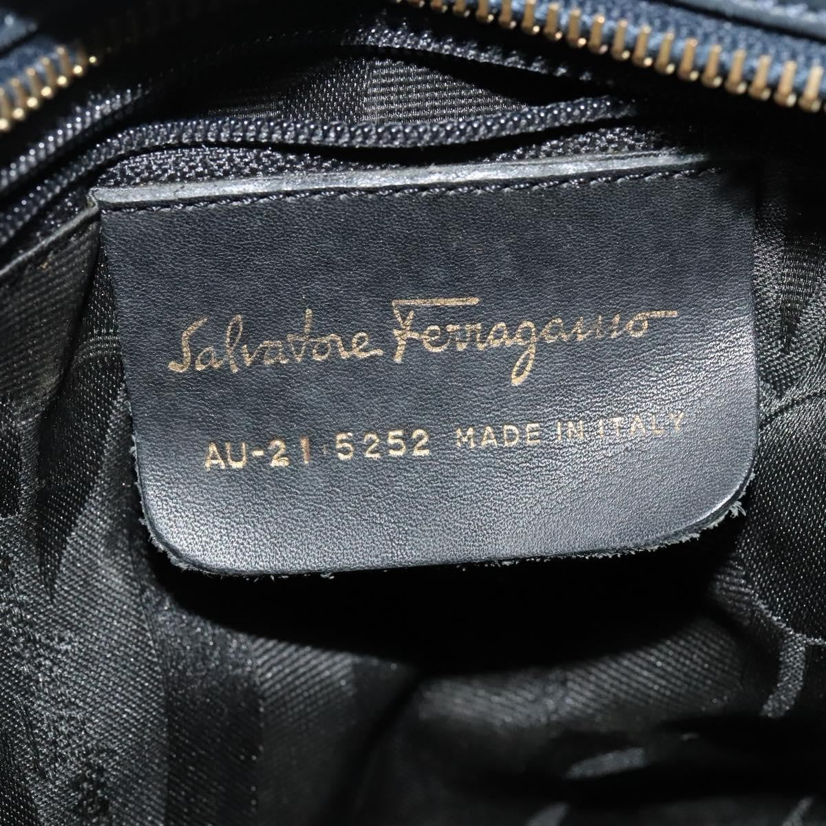 Salvatore Ferragamo Vala Canvas Navy Canvas Shoulder Bag Bag (Pre-Owned)
