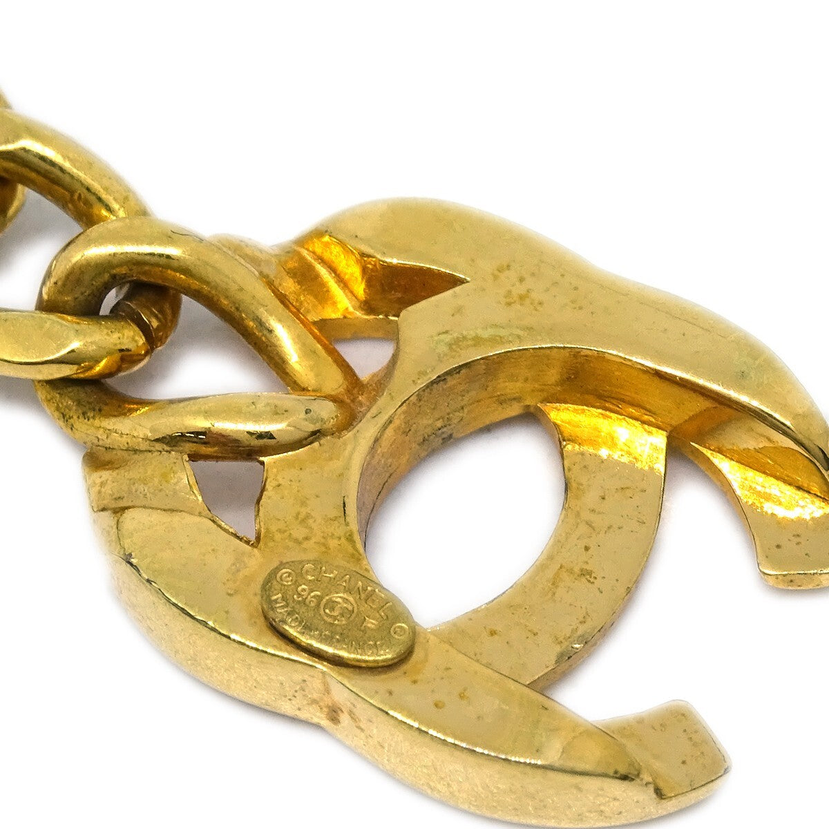 Chanel Vintage Cc Turnlock Chain Metal Gold Gold_Plated Bracelet Jewelry (Pre-Owned)