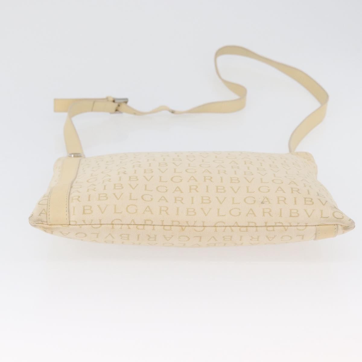 Bvlgari Logomania Canvas With Leather Beige Canvas Shoulder Bag Bag (Pre-Owned)