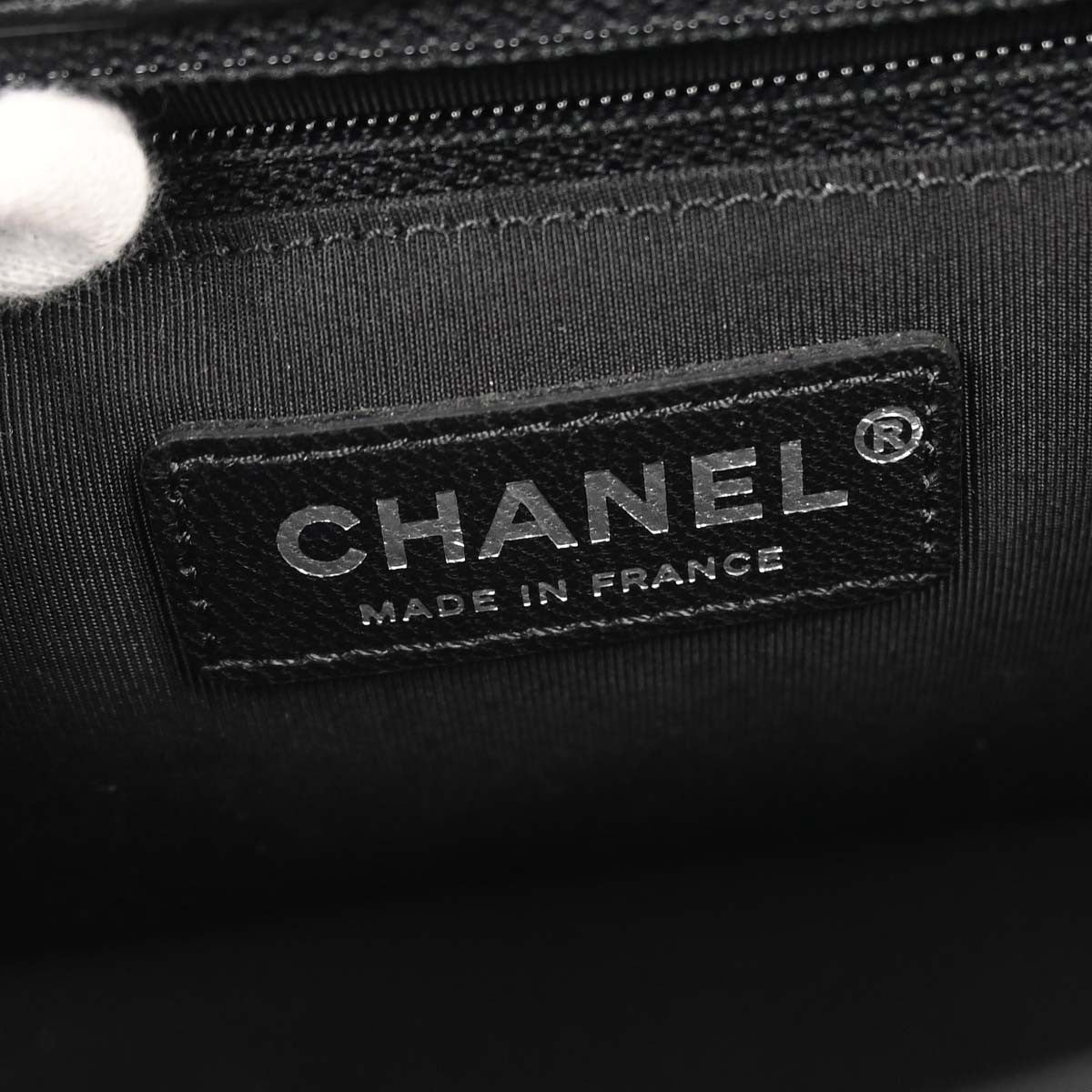 Chanel Top Handle Shearling With Tweed Black Tweed Handbag (Pre-Owned)