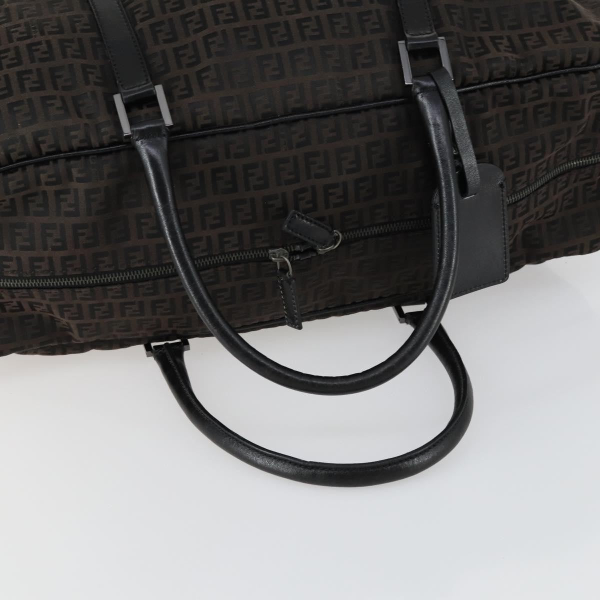Fendi Vintage Boston Zucchino Canvas Brown Canvas Handbag (Pre-Owned)