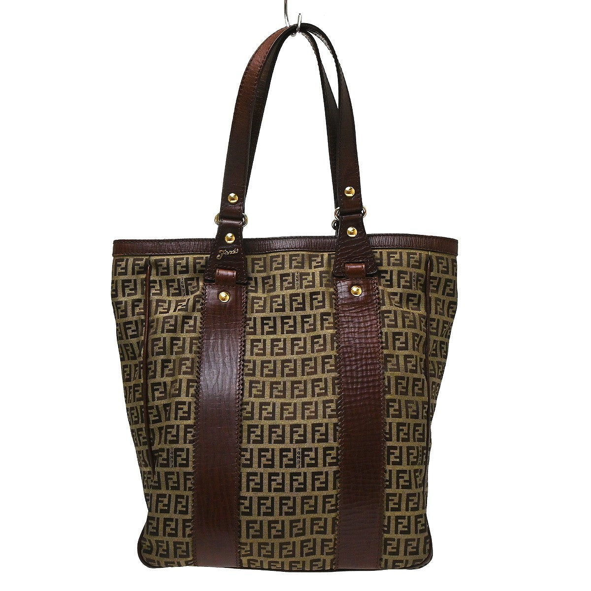 Fendi Open Tote Zucchino Canvas Brown Canvas Handbag (Pre-Owned)