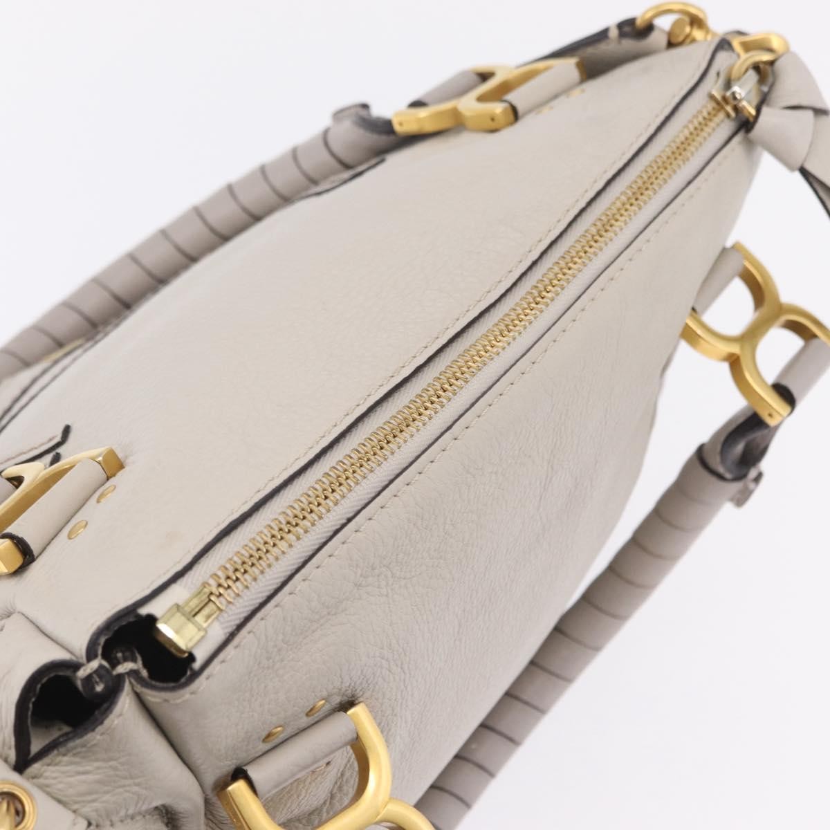 Chloe Marcie Satchel Leather Gray Leather Handbag (Pre-Owned)