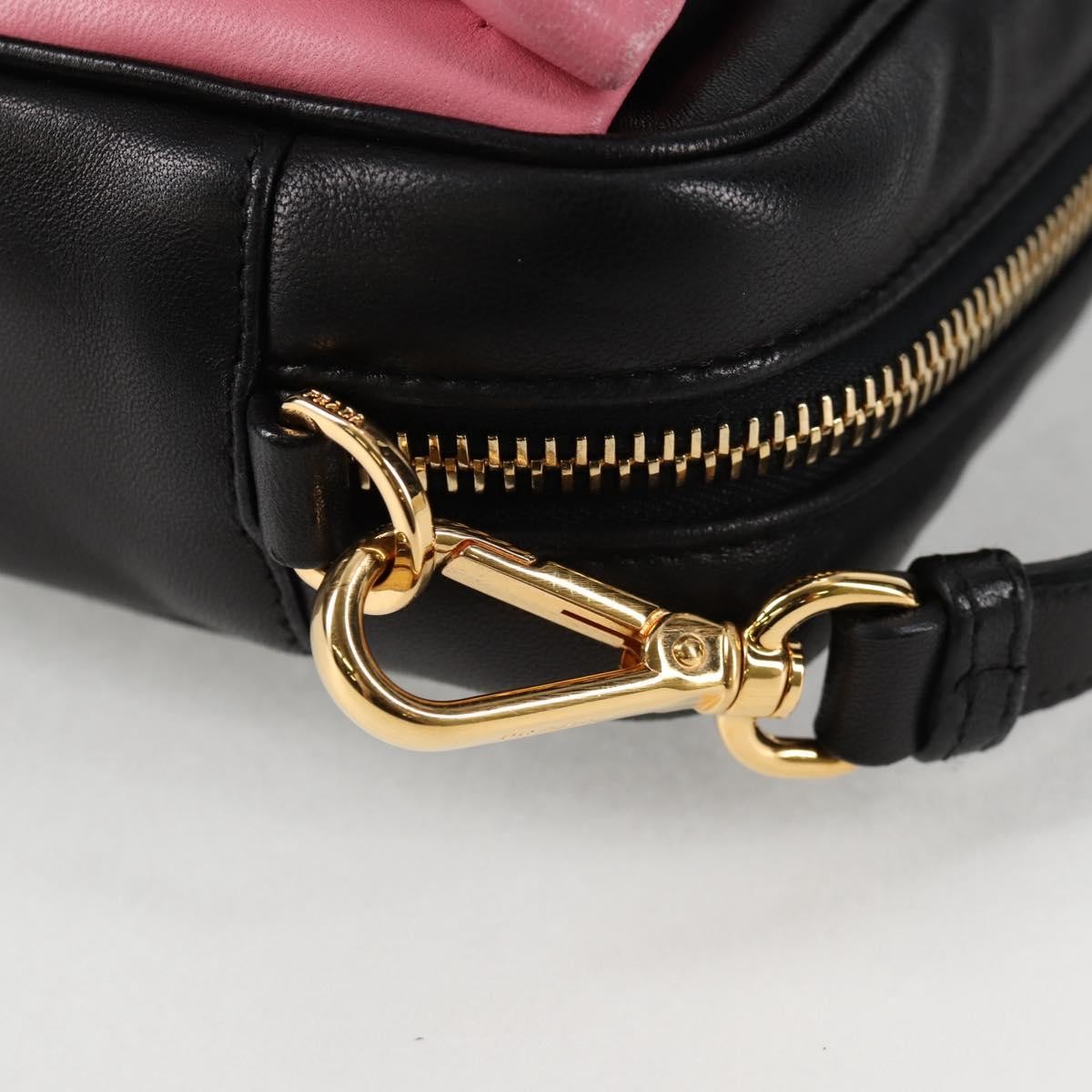 Prada Bow Camera Nappa Leather Black Leather Shoulder Bag Bag (Pre-Owned)