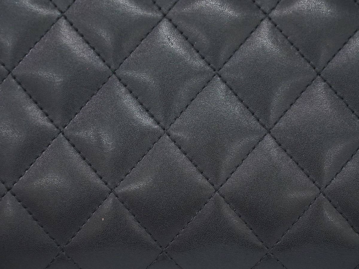 Chanel Cambon Zip Around Quilted Lambskin Black Leather Wallets Accessory (Pre-Owned)