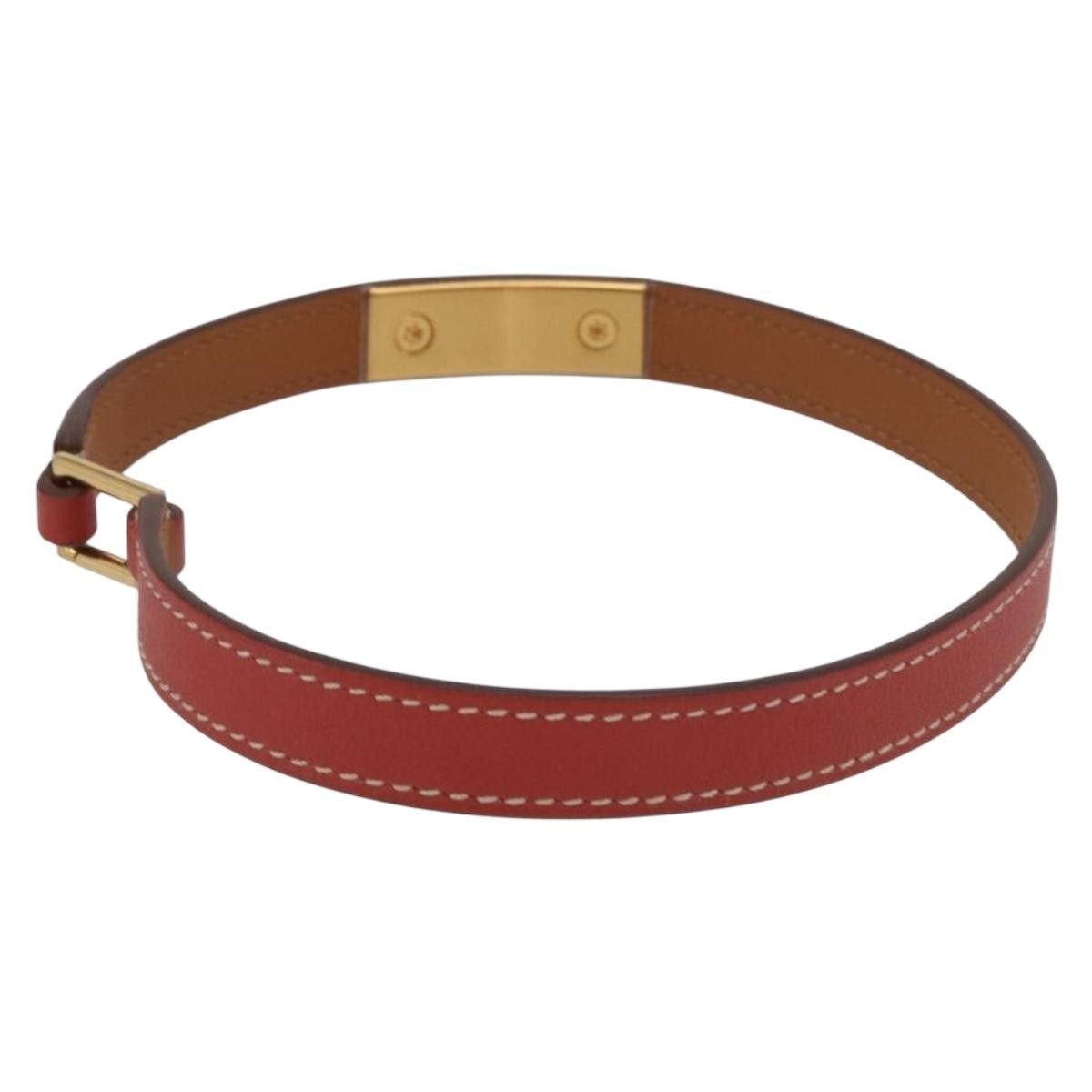 Hermes Rivale Double Tour Leather Red Leather Bracelet Jewelry (Pre-Owned)