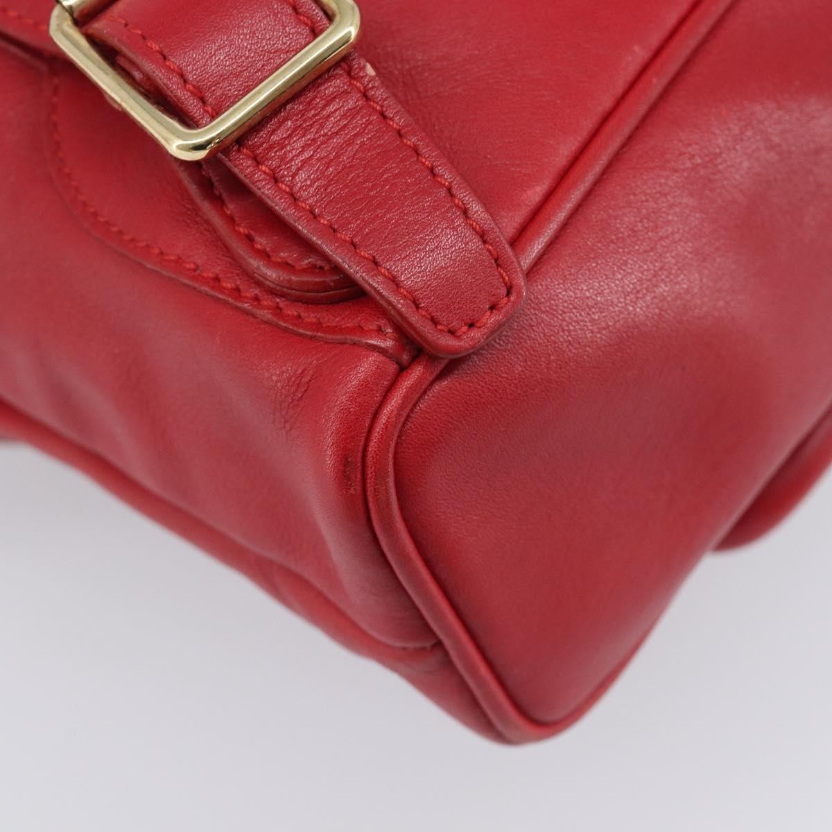 Gucci Vintage Bamboo Leather Red Leather Backpack Bag (Pre-Owned)