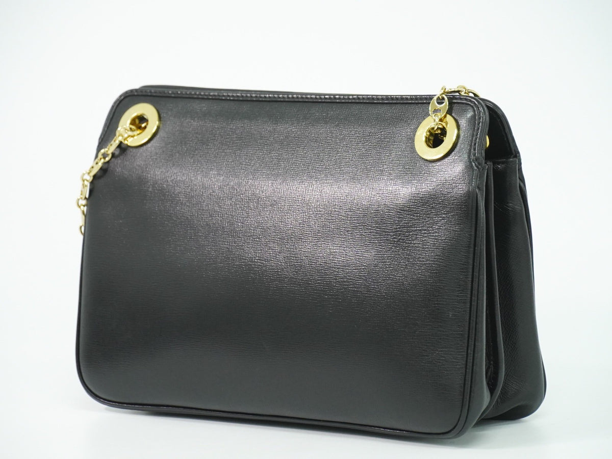 Gucci Marina Chain Leather Black Leather Shoulder Bag Bag (Pre-Owned)