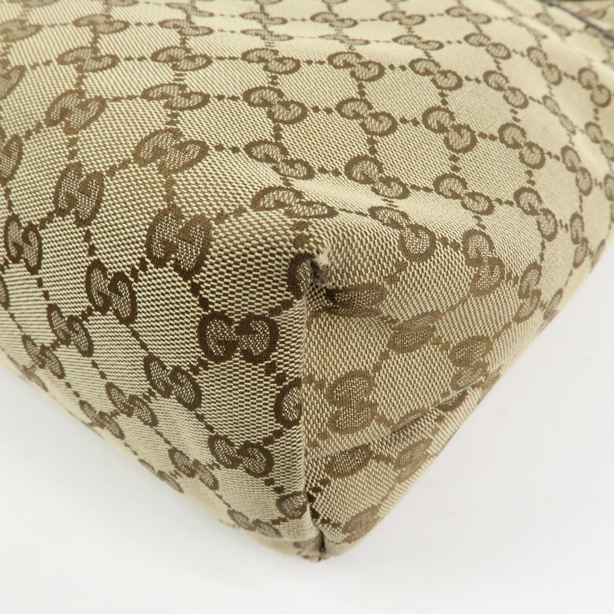 Gucci Web Strap Messenger Gg Canvas Beige Canvas Handbag (Pre-Owned)