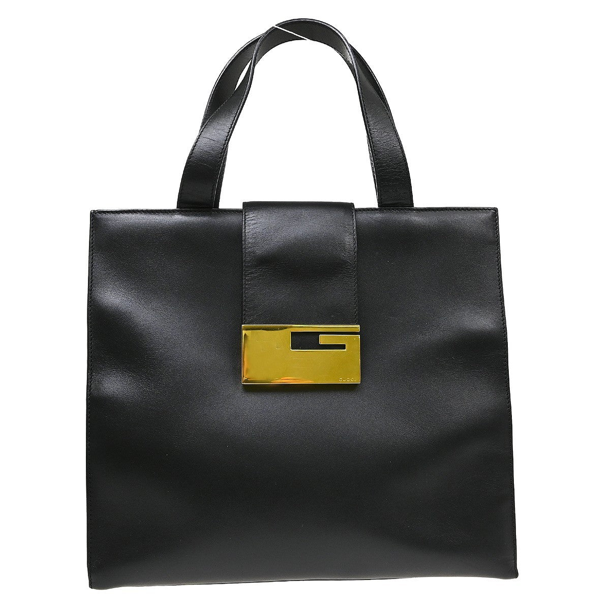Gucci Vintage Square G Leather Black Leather Handbag (Pre-Owned)