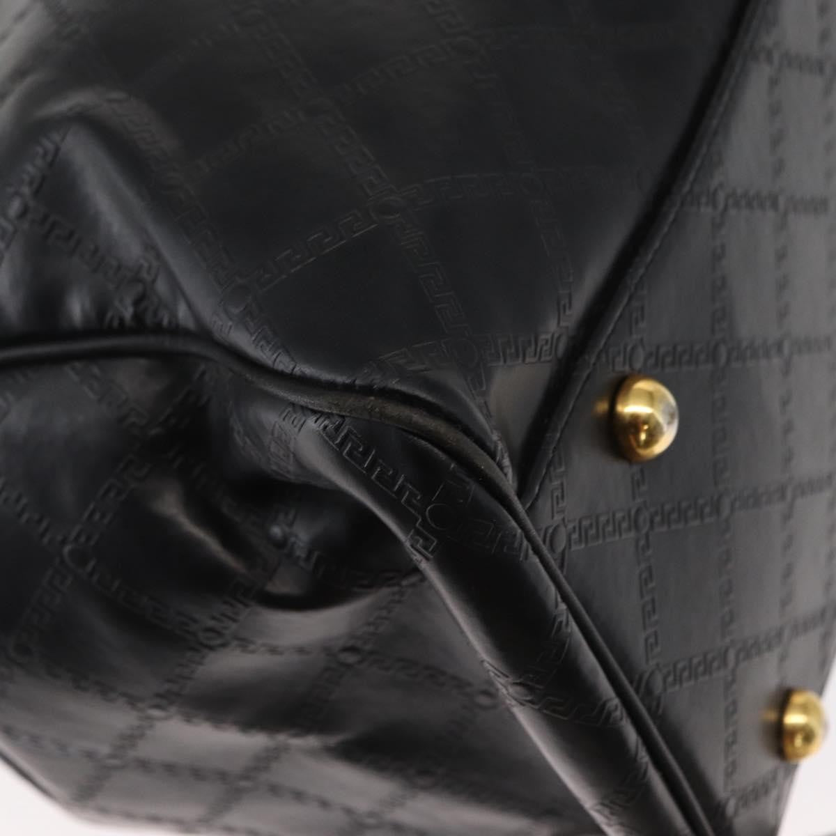 Versace Vintage Sun Duffle Embossed Leather Yellow Leather Handbag (Pre-Owned)