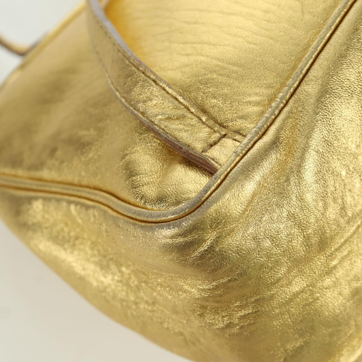 Bottega Veneta Backpack Leather With Intrecciato Gold Leather Backpack Bag (Pre-Owned)
