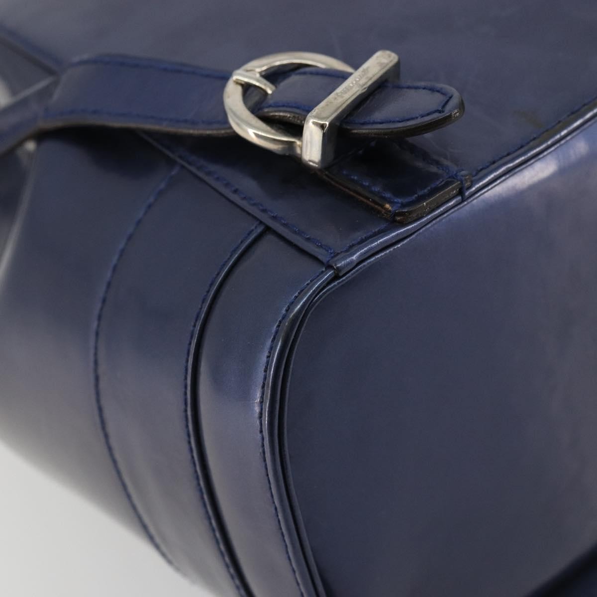 Salvatore Ferragamo Vala Patent Leather Navy Patent_Leather Backpack Bag (Pre-Owned)
