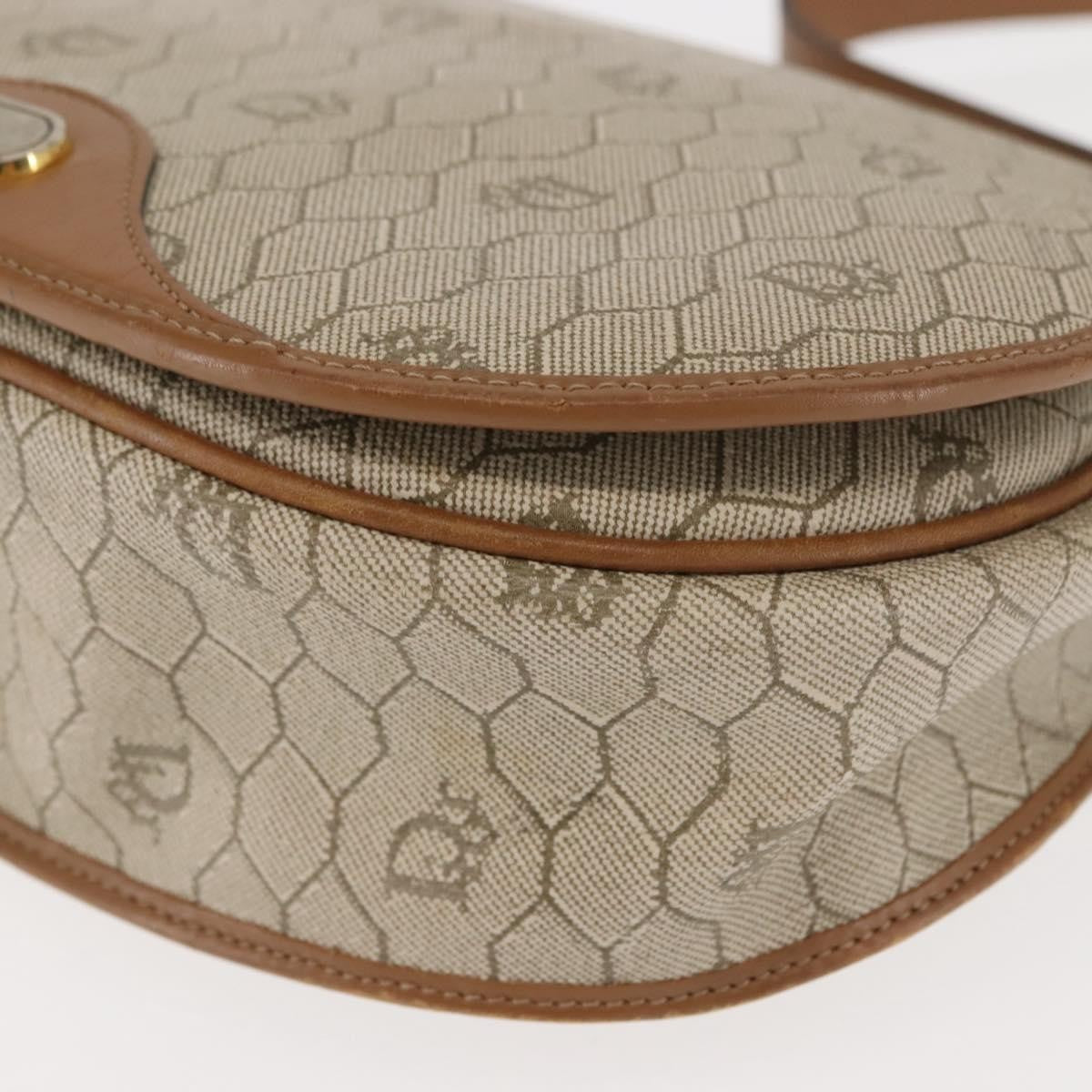 Christian Dior Vintage Honeycomb Flap Coated Canvas Beige Canvas Bag (Pre-Owned)