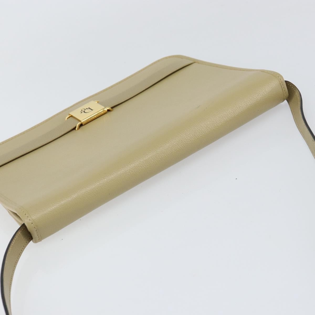 Christian Dior Vintage Leather Beige Leather Shoulder Bag Bag (Pre-Owned)