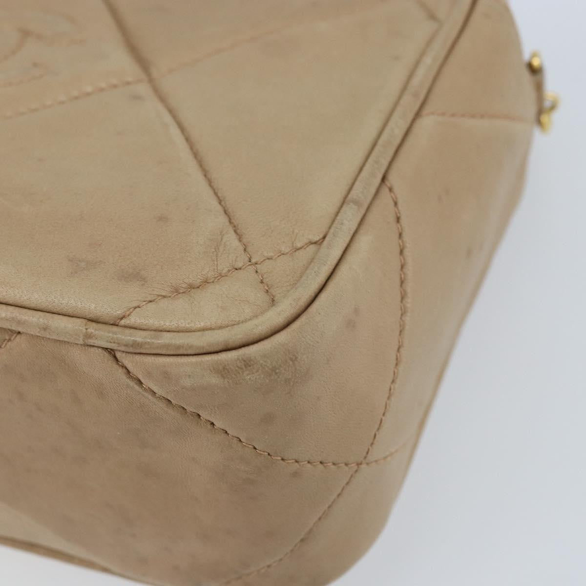 Chanel Vintage Diamond Cc Camera Quilted Lambskin Beige Leather Shoulder Bag Bag (Pre-Owned)