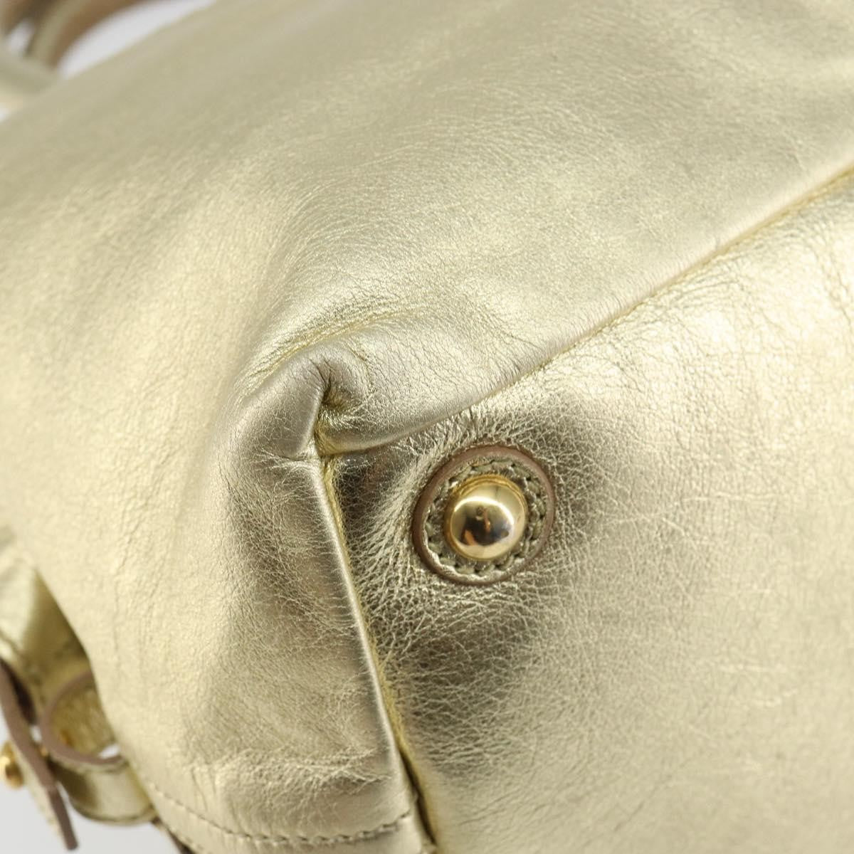Saint Laurent Easy Y Suede With Fox Fur Gold Leather Bag (Pre-Owned)