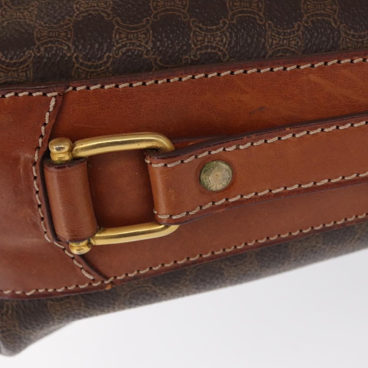 Celine Vintage Macadam Canvas And Leather Brown Canvas Shoulder Bag Bag (Pre-Owned)