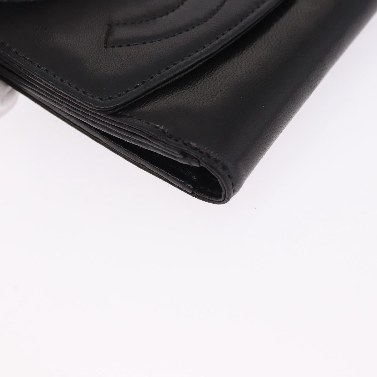Chanel Vintage Timeless Bifold Lambskin Black Leather Wallets Accessory (Pre-Owned)