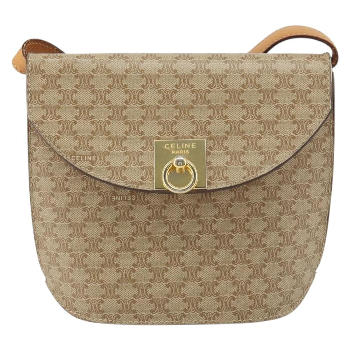 Celine Vintage Macadam Canvas Beige Canvas Shoulder Bag Bag (Pre-Owned)
