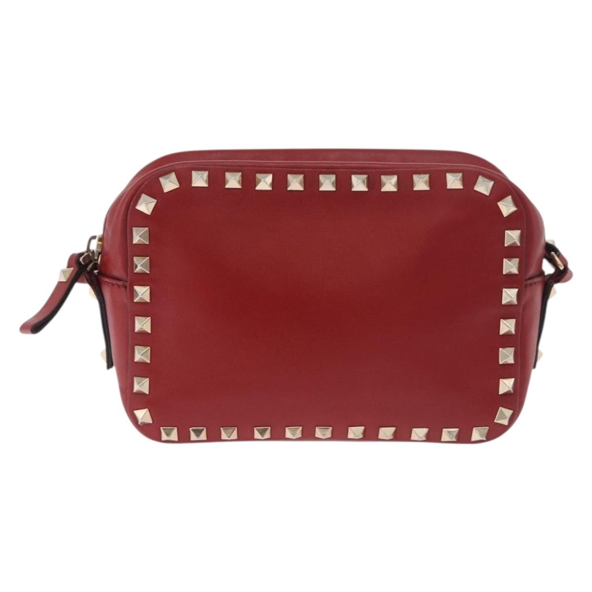 Valentino Garavani Rockstud Camera Leather Red Leather Shoulder Bag Bag (Pre-Owned)