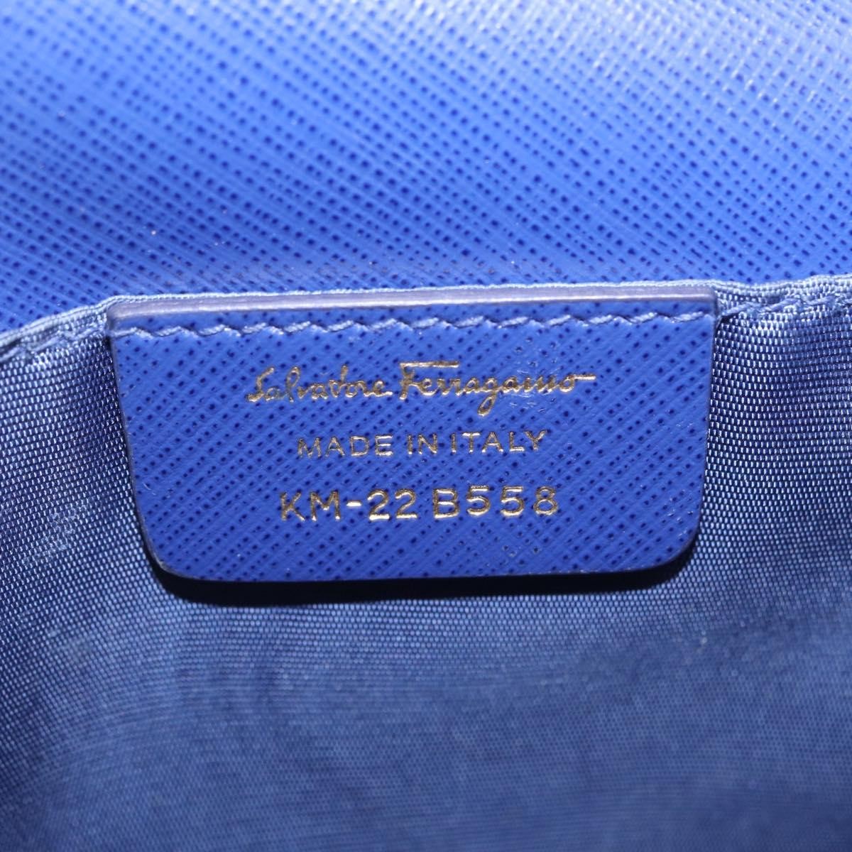 Salvatore Ferragamo Vala Chain Leather Blue Leather Shoulder Bag Bag (Pre-Owned)