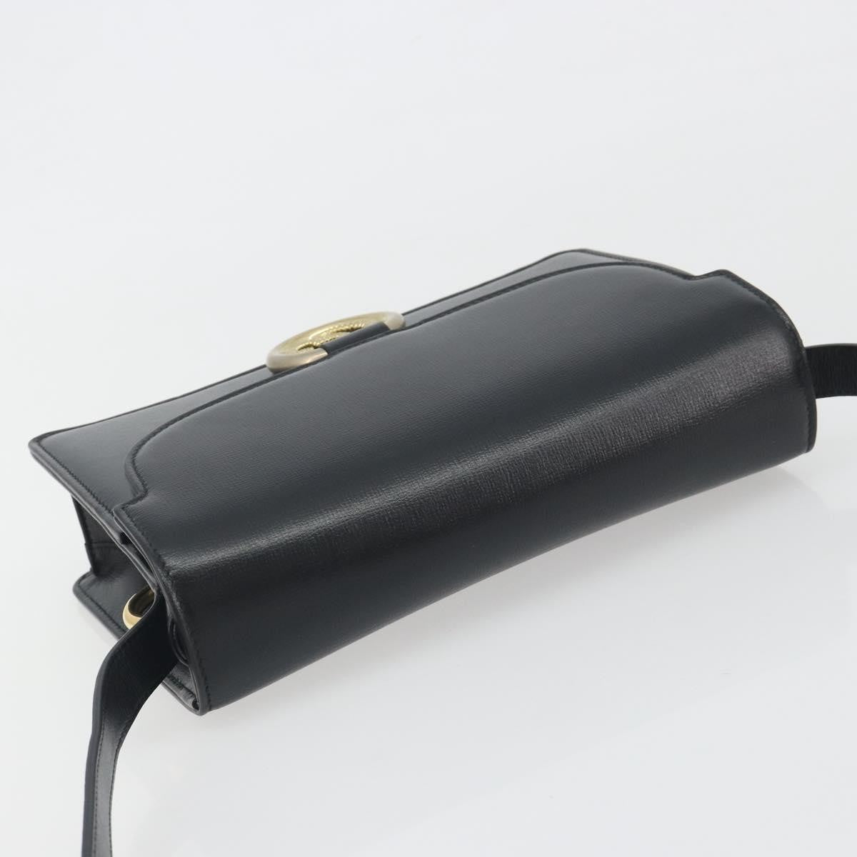 Gucci Gg Ring Leather Black Leather Shoulder Bag Bag (Pre-Owned)