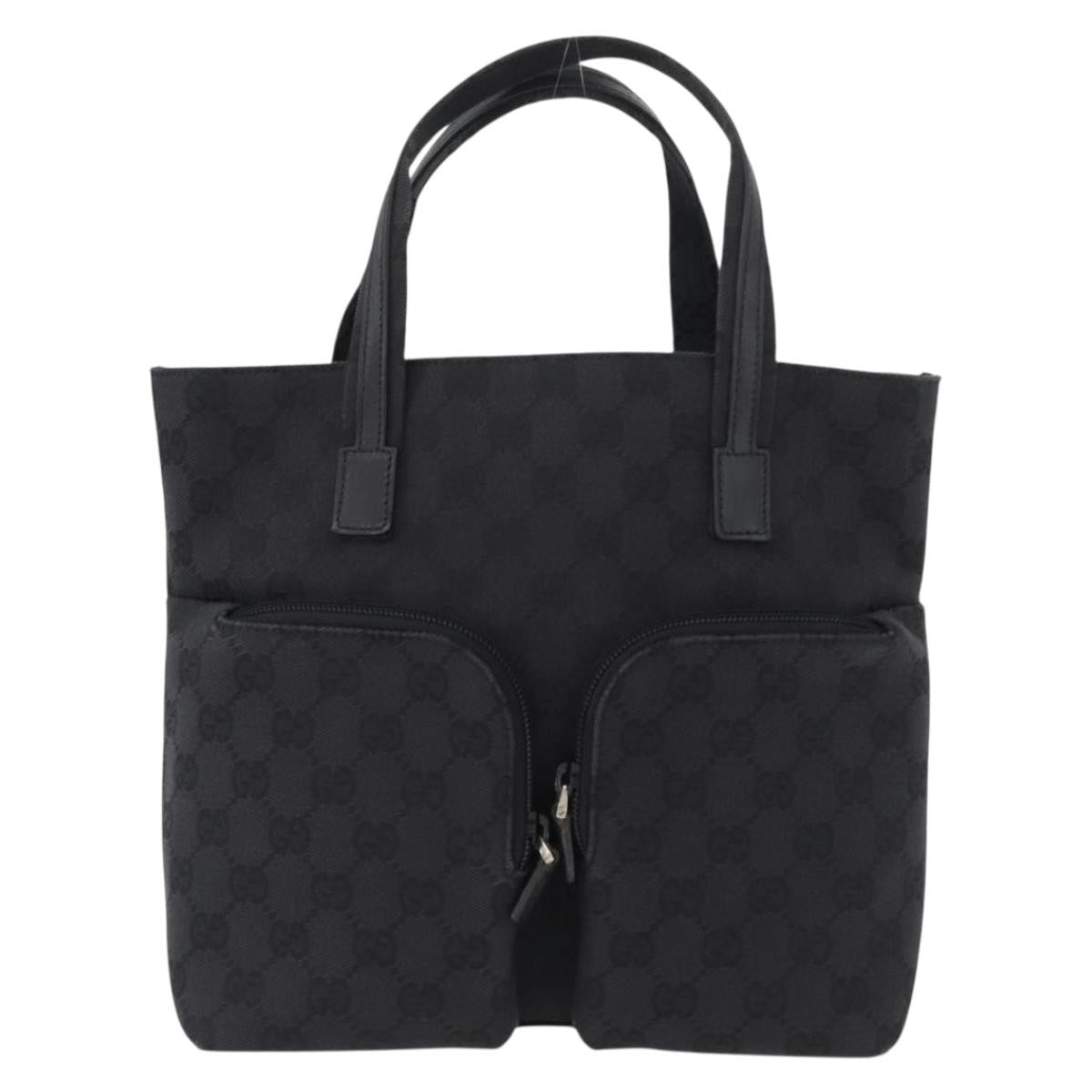 Gucci Double Pocket Tote Gg Canvas And Leather Black Canvas Handbag (Pre-Owned)