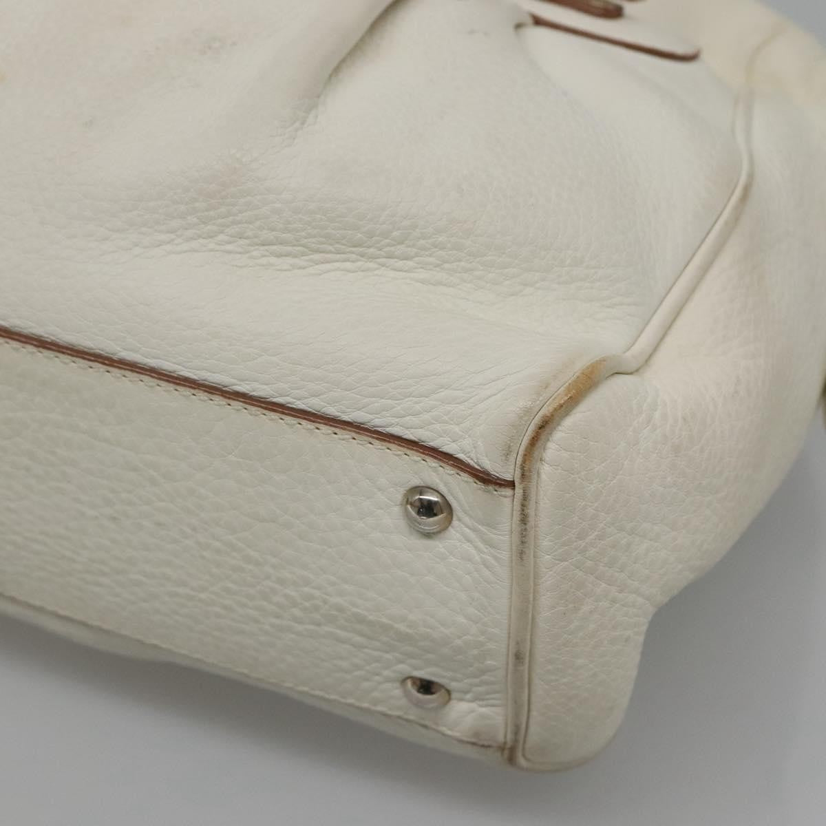 Salvatore Ferragamo Gancini Buckle Leather White Leather Shoulder Bag Bag (Pre-Owned)