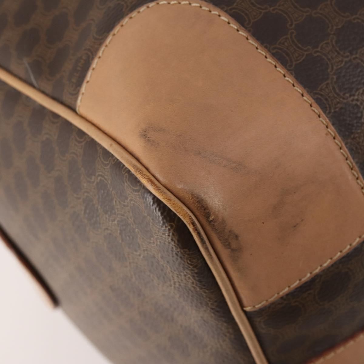 Celine Vintage Duffle Canvas And Leather Brown Canvas Travel Bag Bag (Pre-Owned)