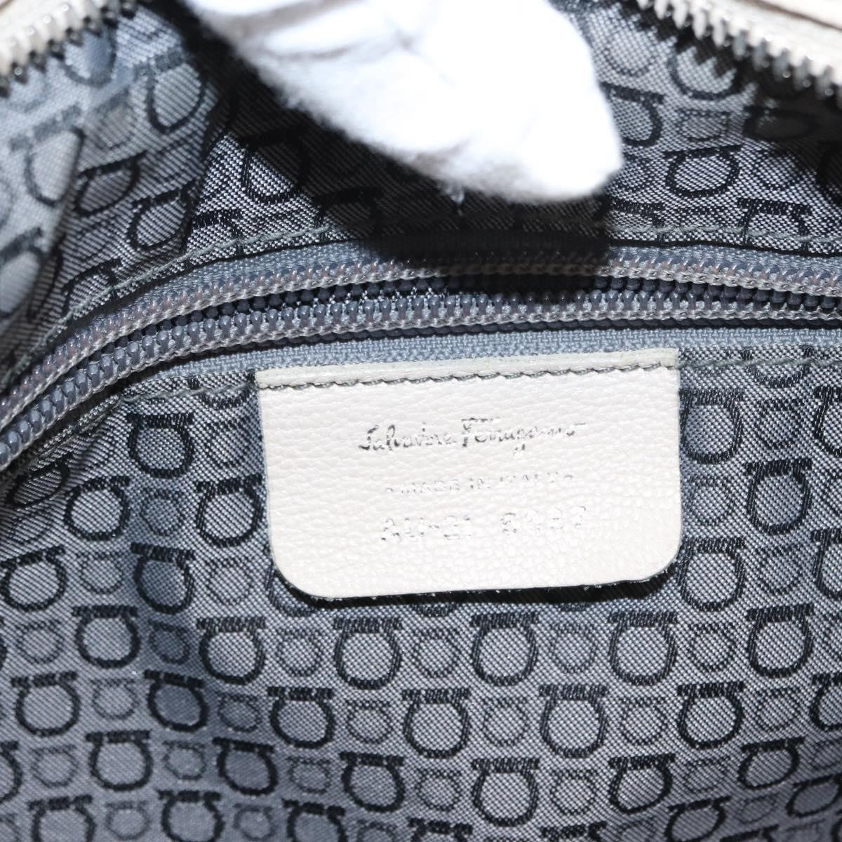 Salvatore Ferragamo Gancini Leather Silver Leather Shoulder Bag Bag (Pre-Owned)