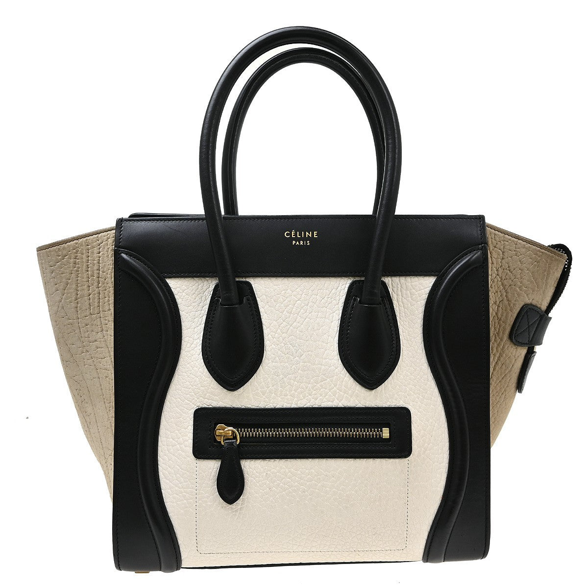 Celine Tricolor Luggage Leather Beige Leather Handbag (Pre-Owned)