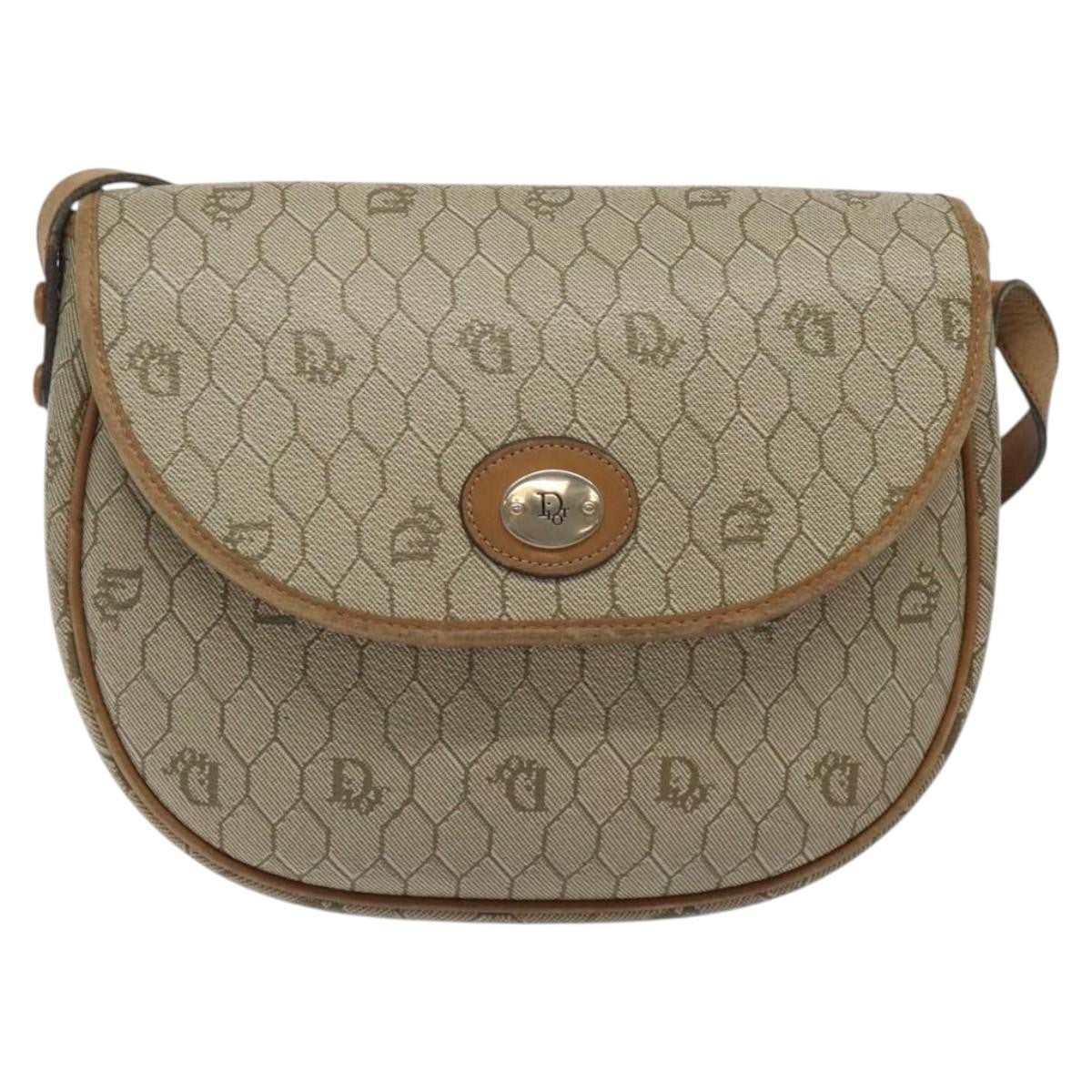 Christian Dior Vintage Honeycomb Flap Canvas And Leather Beige Canvas Shoulder Bag Bag (Pre-Owned)