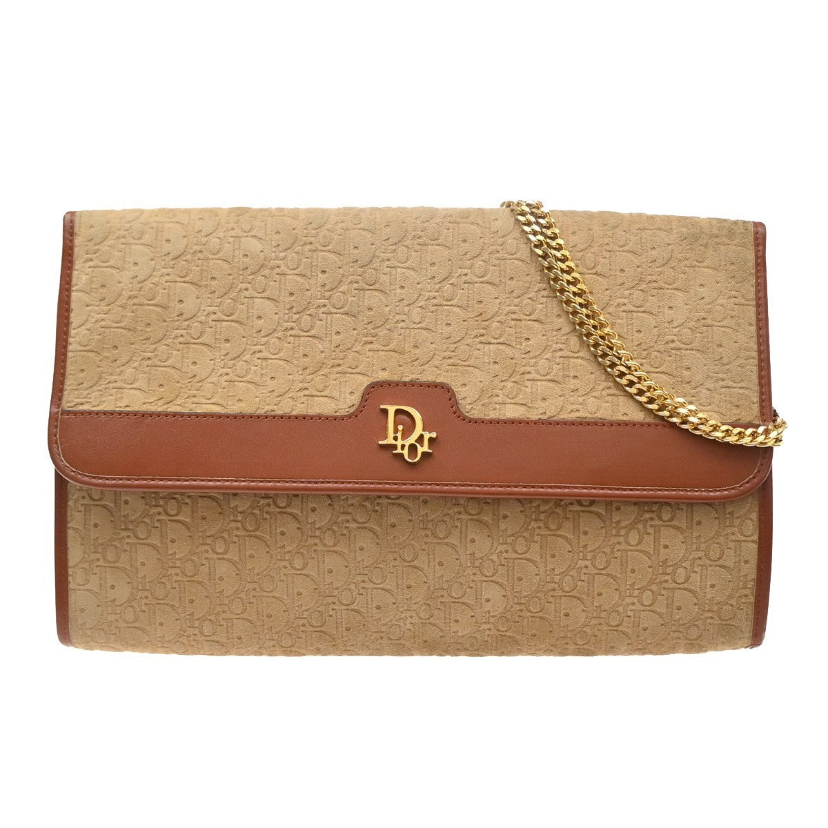 Christian Dior Trotter Shoulder Bag Leather Beige Suede Shoulder Bag Bag (Pre-Owned)