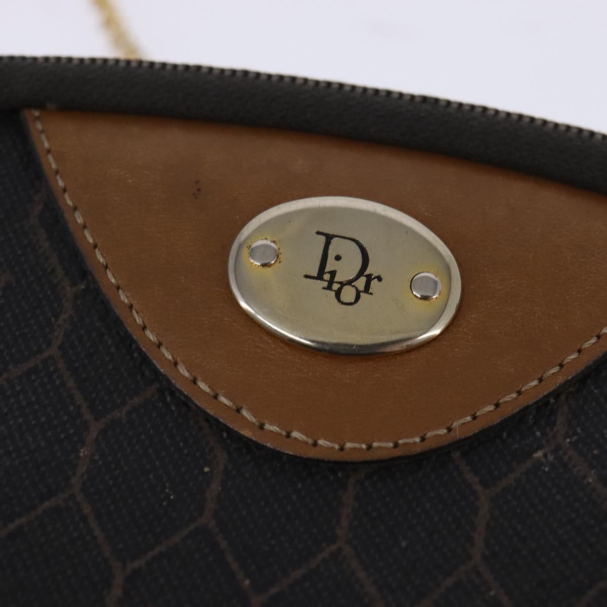 Christian Dior Vintage Honeycomb Zip Coated Canvas Black Canvas Shoulder Bag Bag (Pre-Owned)