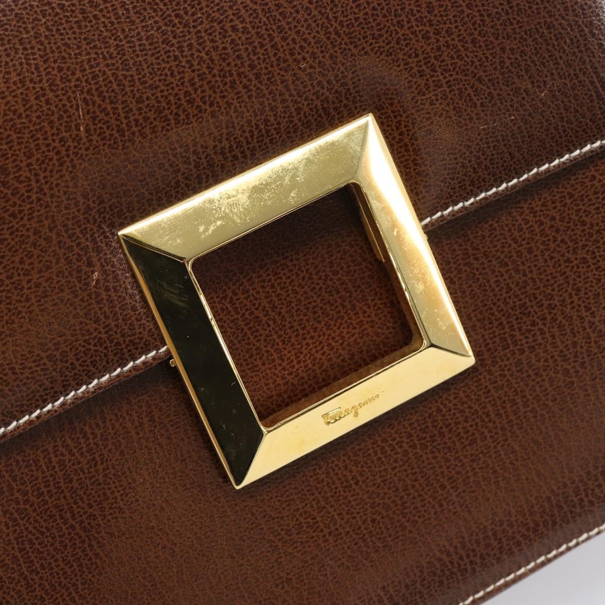 Salvatore Ferragamo Shoulder Bag Leather Brown Leather Shoulder Bag Bag (Pre-Owned)