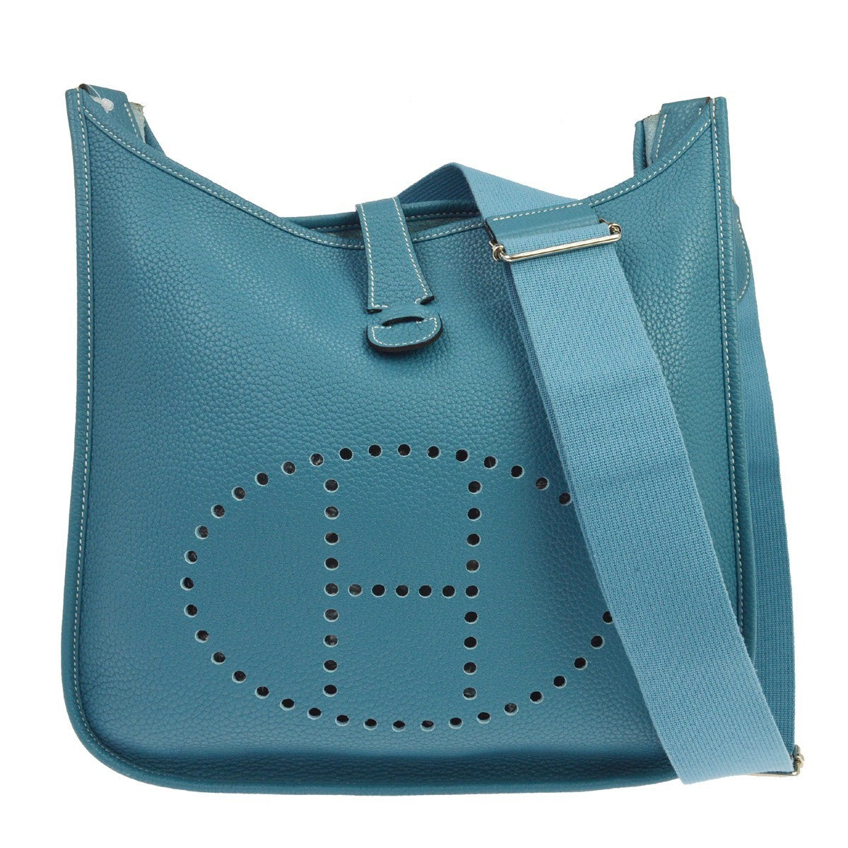 Hermes Evelyne Bag Gen Iii Clemence Blue Leather Shoulder Bag Bag (Pre-Owned)