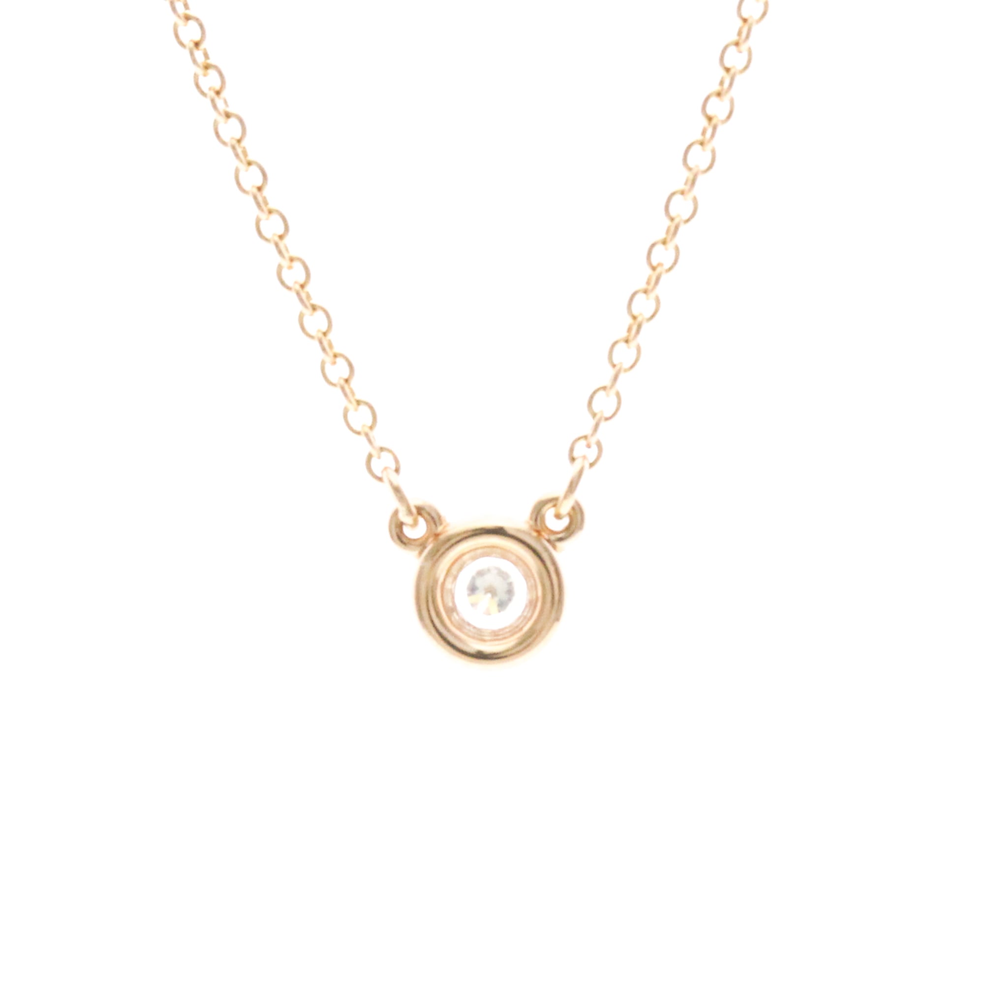 Tiffany & Co. Elsa Peretti Diamonds By The Yard 18K Rose Gold With Diamond Gold Pink_Gold Necklace Jewelry (Pre-Owned)