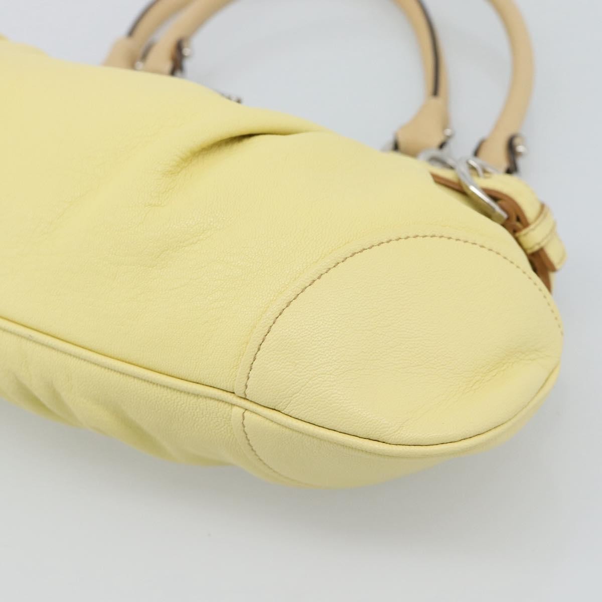 Salvatore Ferragamo Gancini Leather Yellow Leather Handbag (Pre-Owned)