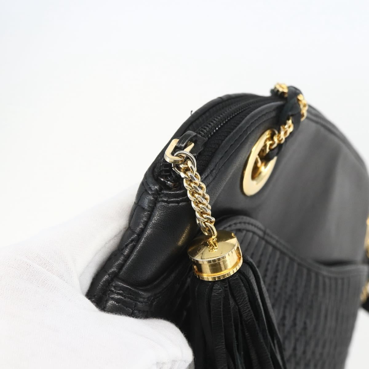 Bally Vintage Chain Quilted Leather Black Leather Shoulder Bag Bag (Pre-Owned)