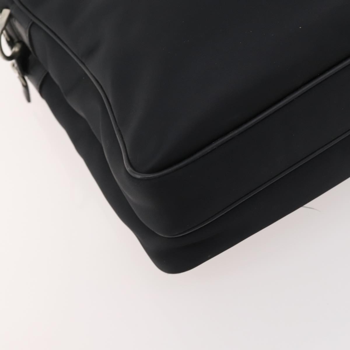 Burberry Front Zip Pocket Convertible Leather Black Nylon Briefcase Bag (Pre-Owned)