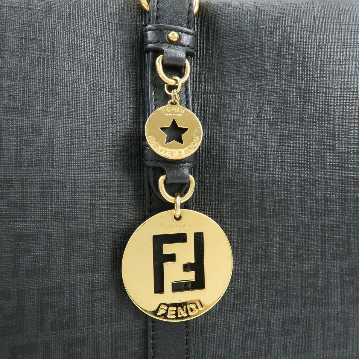 Fendi Superstar Zucchino Coated Canvas Black Canvas Tote Bag Bag (Pre-Owned)