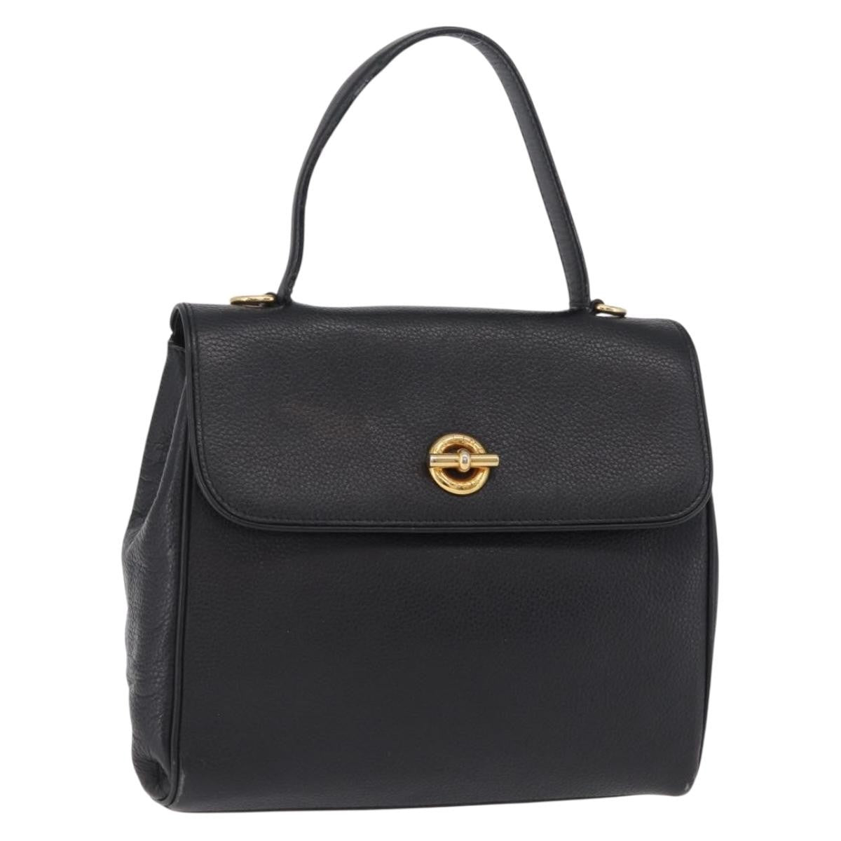Celine Top Handle Leather Black Leather Handbag (Pre-Owned)
