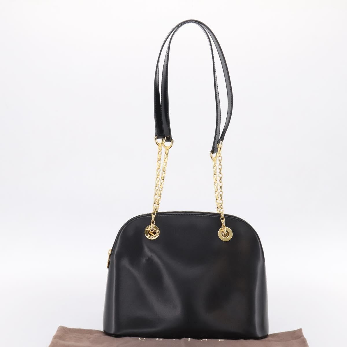 Celine Shoulder Leather Black Leather Shoulder Bag Bag (Pre-Owned)