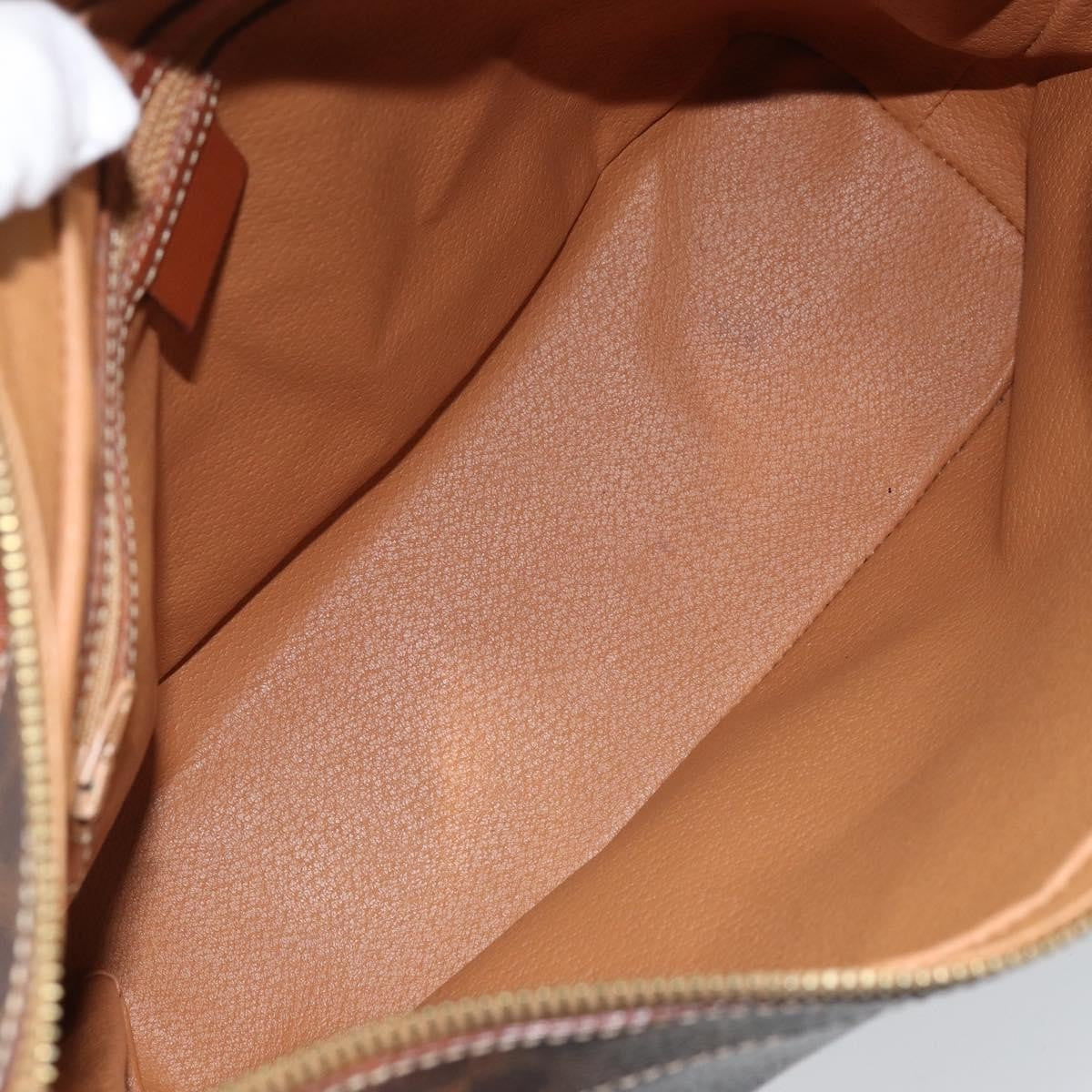 Celine Vintage Macadam Canvas And Leather Brown Canvas Shoulder Bag Bag (Pre-Owned)