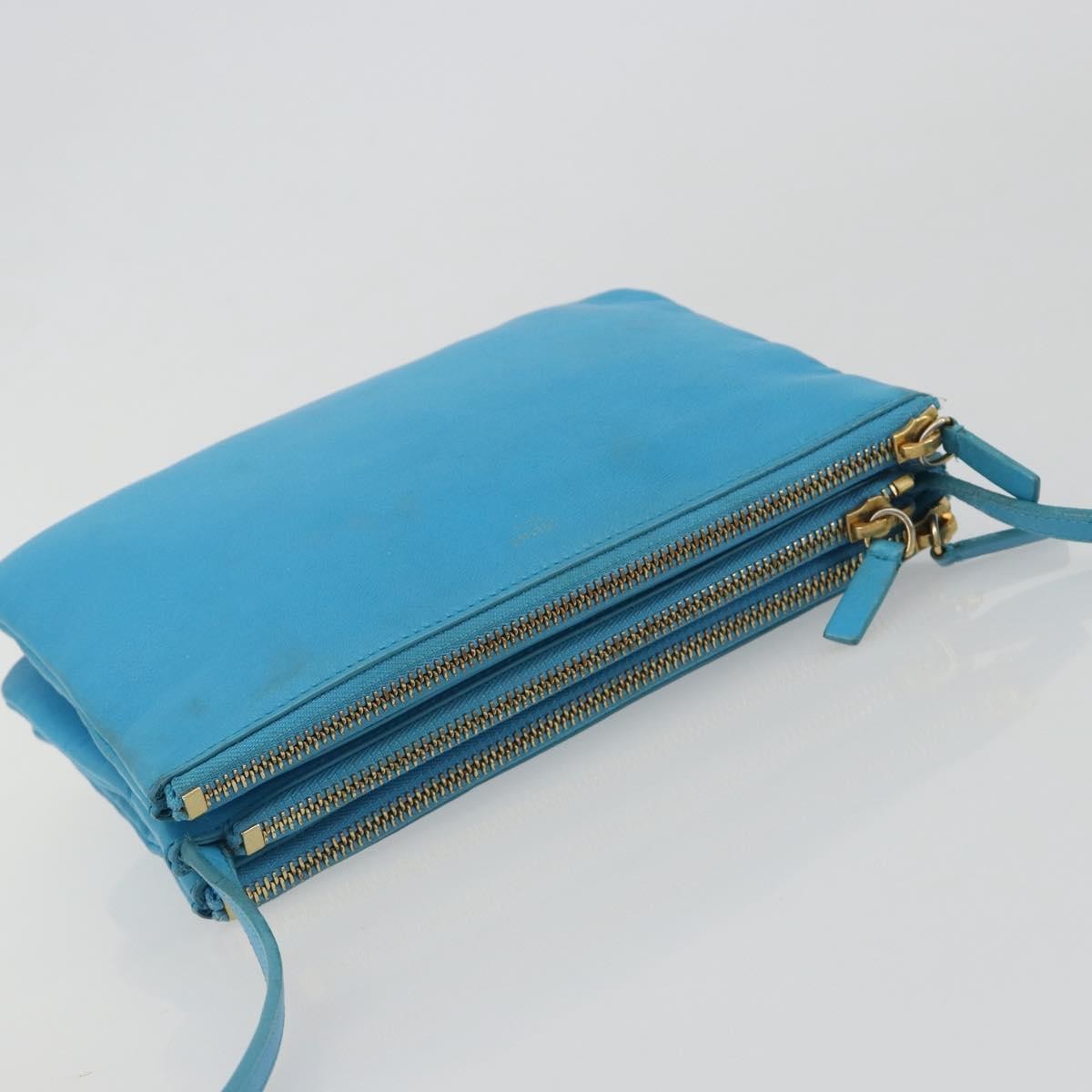 Celine Trio Leather Blue Leather Crossbody Bag Bag (Pre-Owned)