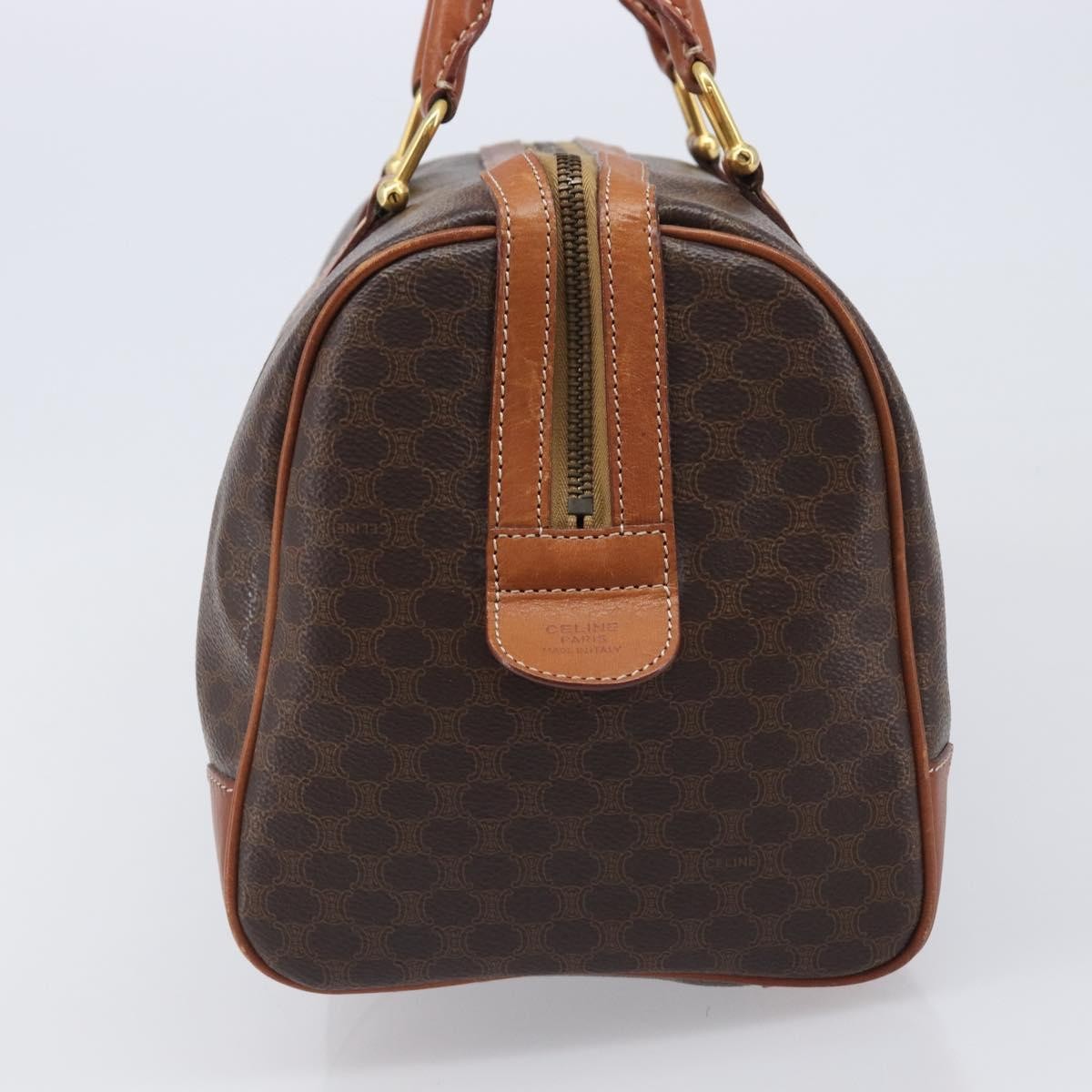 Celine Vintage Duffle Macadam Coated Canvas Brown Pvc Handbag (Pre-Owned)